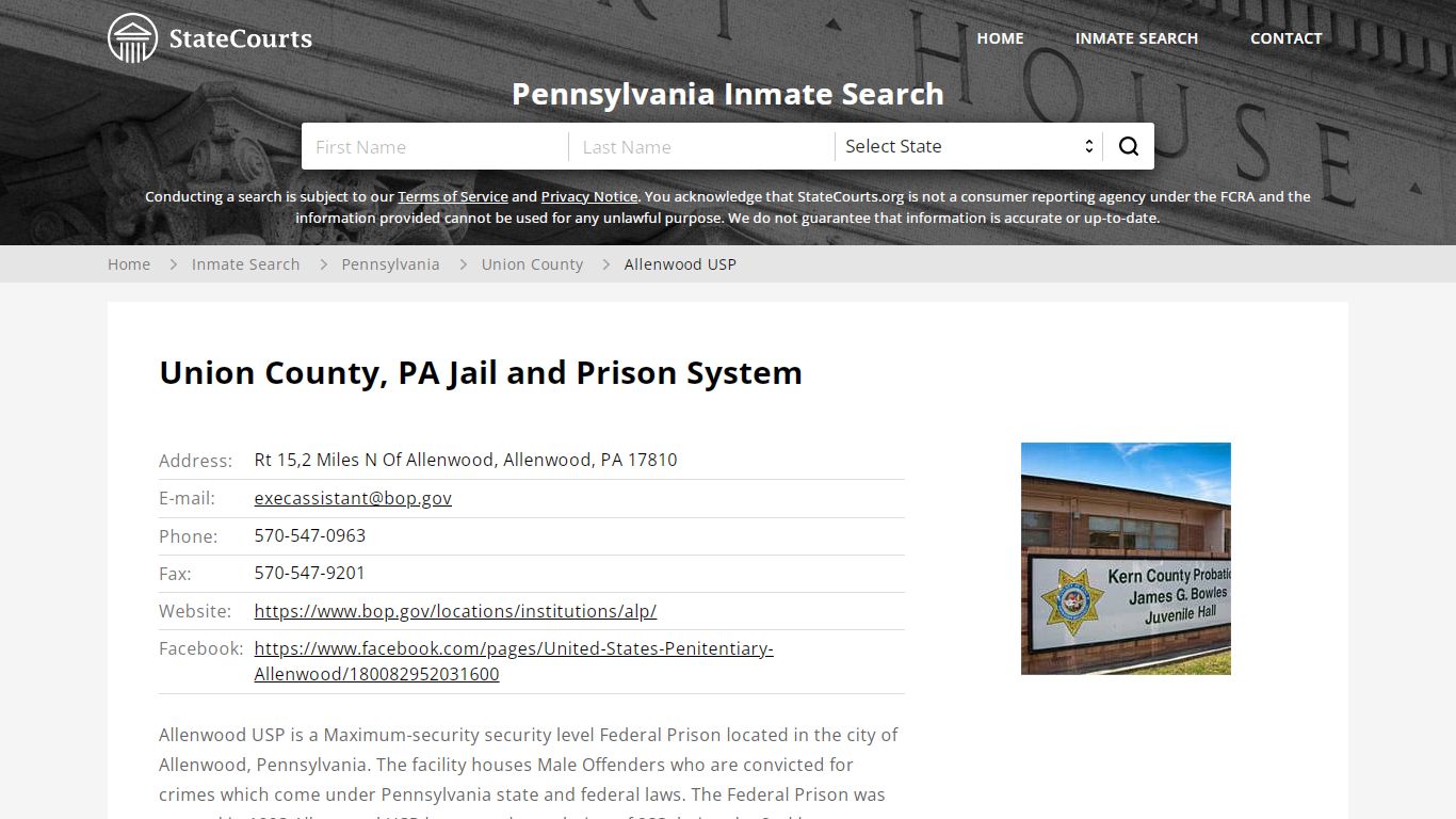 Allenwood USP Inmate Records Search, Pennsylvania ...